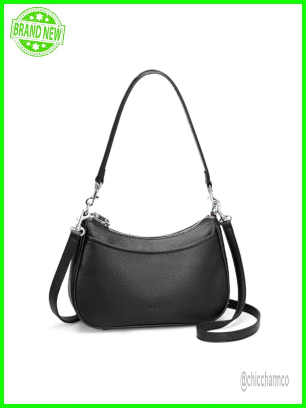 Genuine Leather Crossbody Bag Anti Theft Hobo Purse with 2 Straps